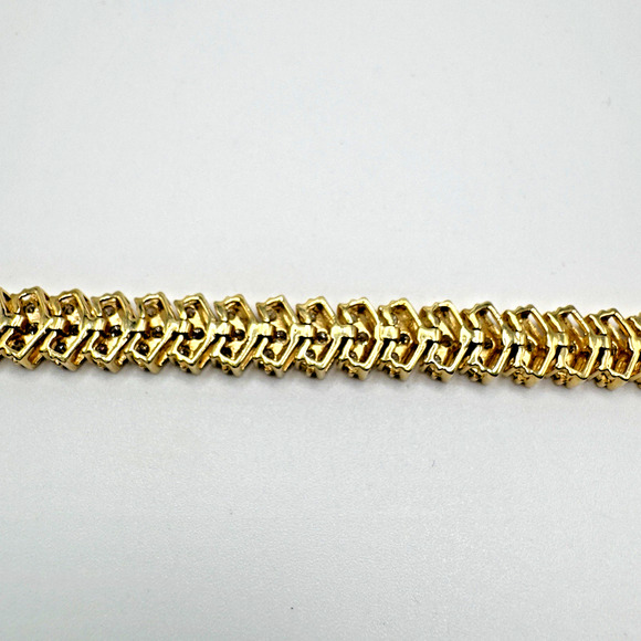 Tennis Bracelet 10K Gold Over Sterling Silver Cubic Zirconia Classic 7" - Picture 4 of 8